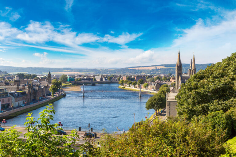Cityscape of Inverness, Scotland in a beautiful summer day, United Kingdom